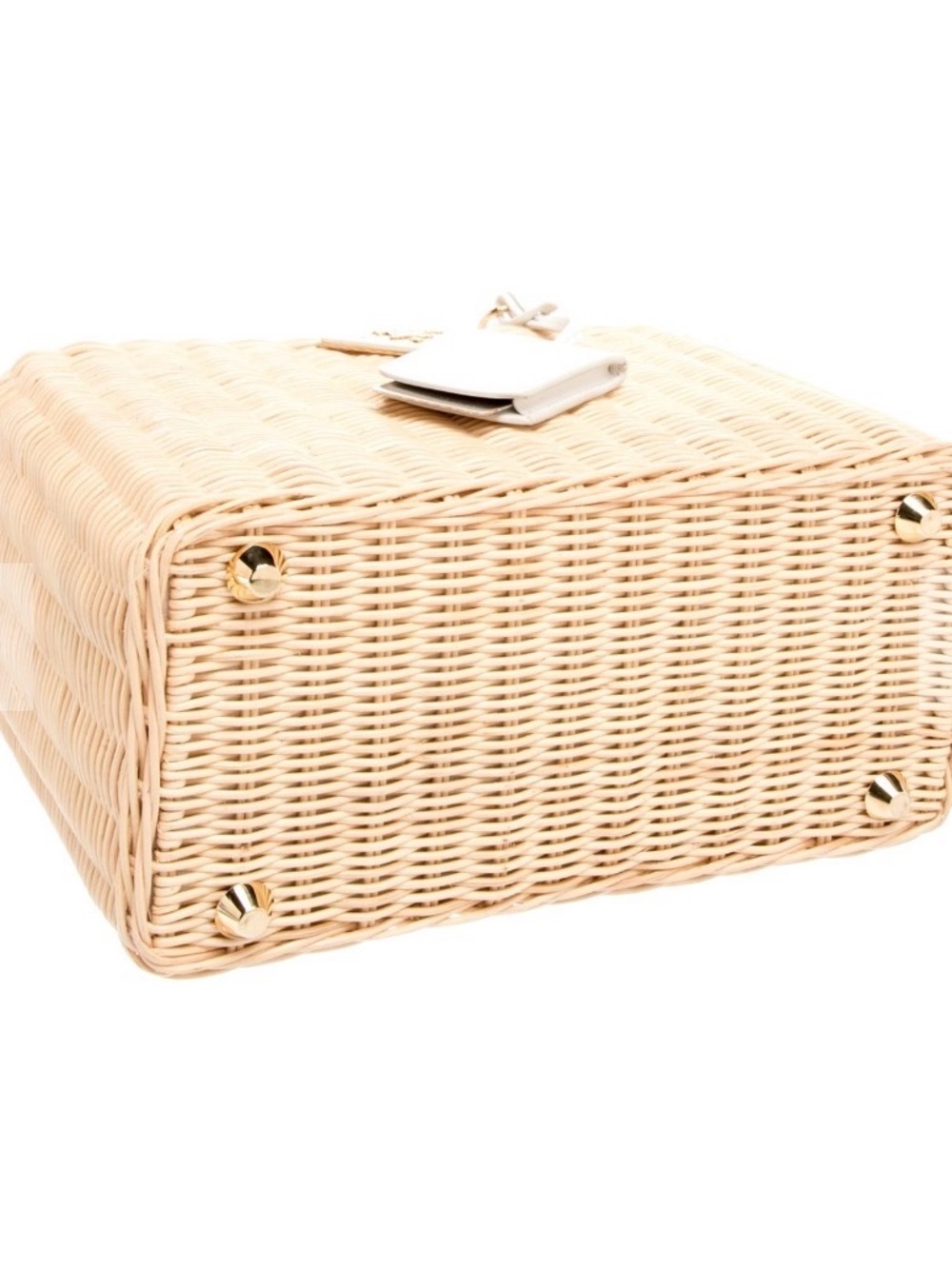 Prada White Leather & Natural Wicker Tote - Picture 15 of 15